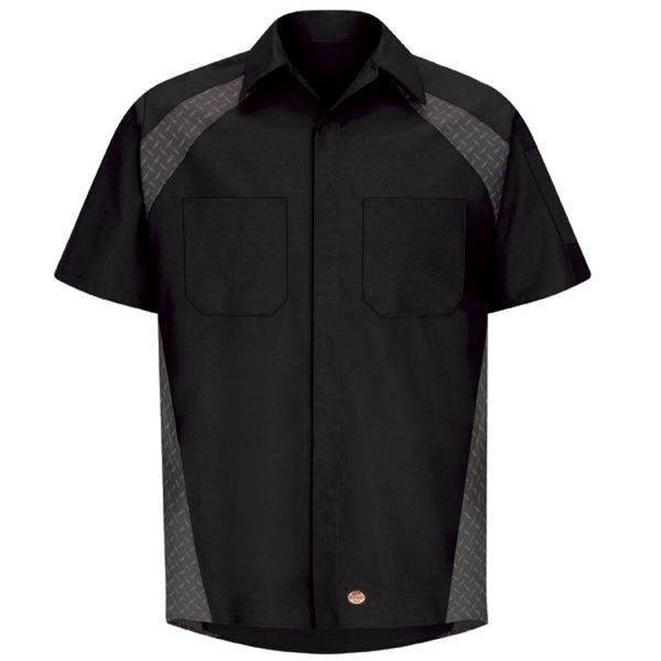 Workwear Outfitters Men's Short Sleeve Diaomond Plate Shirt Black, 3XL SY26BD-SS-3XL